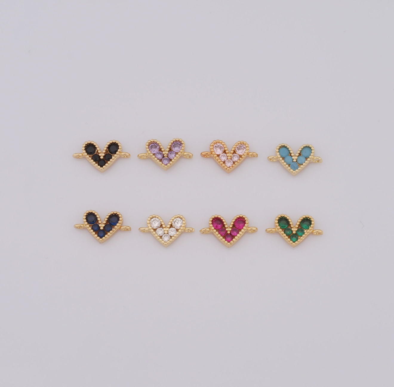18K Gold Filled Rhinestone Heart Connector