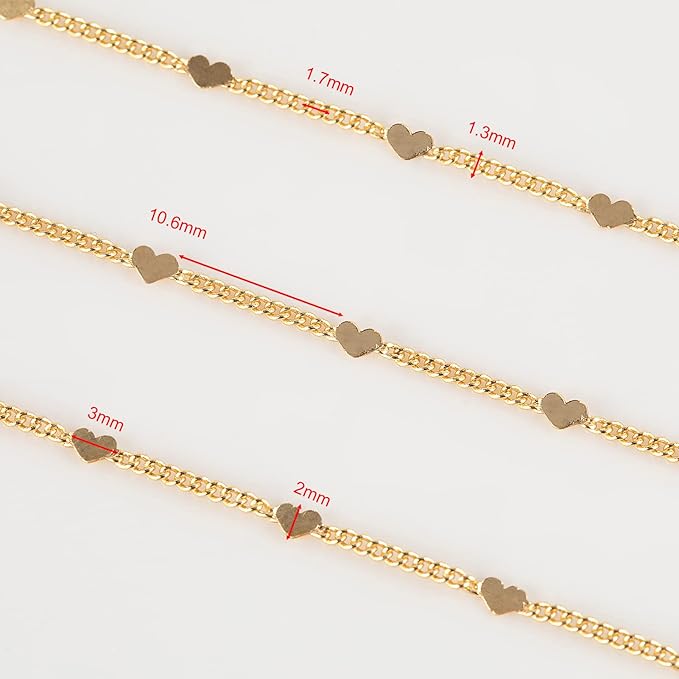 18K Gold Plated Chain w/ Hearts Chain