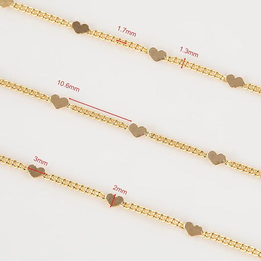 18K Gold Plated Chain w/ Hearts Chain