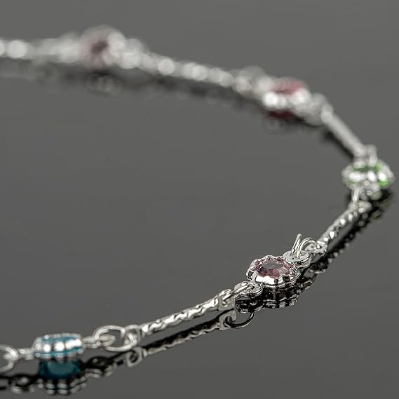 Silver Colorful Crystal Chain