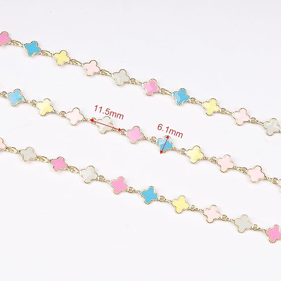 18K Gold Plated Enamel Color Clover Chain