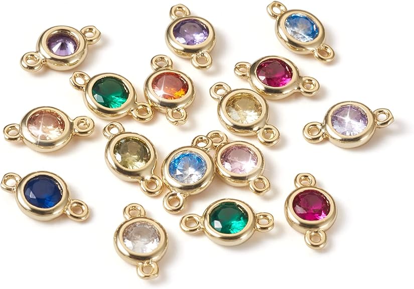 14K Gold Plated Glass Rhinestone Connector