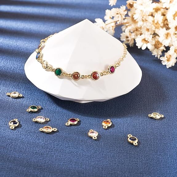 14K Gold Plated Glass Rhinestone Connector
