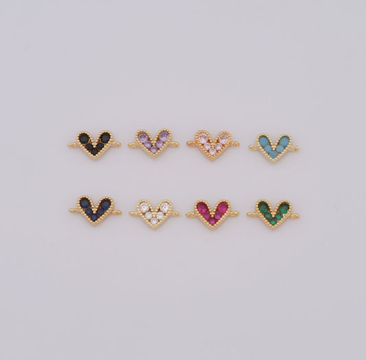 18K Gold Filled Rhinestone Heart Connector